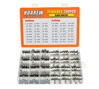 HUAREW 24 valores 240 piezas fusible de vidrio de fusión rápida 250 V voltaje 5x20 mm 0.5 1 1.6 2 3 4 5 6.3 8 10 15 20 A 6x30 mm 0.5 1 2 3 4 5 6 7 8 10 15 20 A amperio Kit de clasificación