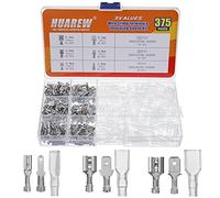 HUAREW 3 valores 375 piezas 2,8/4,8/6,3 mm cable macho y hembra conector de pala terminal de crimpado kit de funda aislante para cableado eléctrico de altavoces de audio de coche