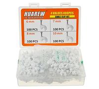 HUAREW 4 tamaños 400 piezas de plástico blanco de acero para uñas se aplican a RG6 CAT5 CAT6 Ethernet/cable de televisión, teléfono,cable de impresión, Grapas de pared para cables 6/7/8/10 mm