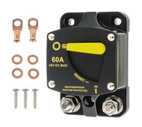 HUAREW 60A Disyuntor Marino, con interruptor de reinicio manual 12-48V DC corriente con terminales de cable, arandela de circuito para Motor Auto Car Marine Stereo Audio