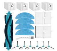 HUAREW Accesorios de Repuesto para Cecotec Conga 7490 Immortal/ 8290 Immortal Ultra Power Home Genesis X-Treme,1 Cepillo Principal, 6 Cepillos laterales, 4 filtros, 4 Paños, 4 Bolsa (20 piezas)