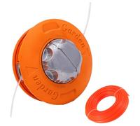 HUAREW Cabezal de bobina de repuesto M10 x 1,25 mm para desbrozadora, cable izquierdo con hilo de 30 m x 2,4 mm, color naranja