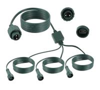 HUAREW Conector Luces Navidad, 1-a-3 2 Pines Adaptador Luz Navidad Exterior, Impermeable Cable de Extensión Cortina de Luces Navideñas, para bolas para árbol de navidad, exterior e interior