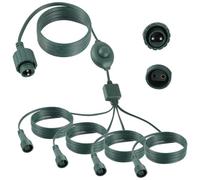 HUAREW Conector Luces Navidad Con interruptor de pie, 1-a-4 2 Pines Adaptador Luz Navidad Exterior, Impermeable Cable de Extensión Cortina de Luces Navideñas, para bolas para árbol de navidad