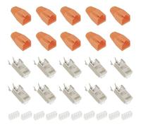 HUAREW Conector RJ45 Cat7 con Ayuda para enhebrar y Funda de Cable Naranja Ideal para Cables de instalación Cat 7 Cat6A(10 Piezas)