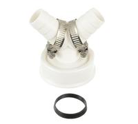 HUAREW Empalme para Tubo Desague Lavadora y Lavavajillas, kit union lavadora secadora con Entrada 19-24 mm y Salida DN 40 Tubo, Adaptor para Manguera Desagüe Incluye 2 abrazadera metálica de 20-32 mm