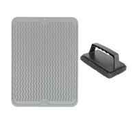 HUAREW Estera para Barbacoa Mesas Laterales, con Kit de Limpieza, Alfombrilla Escurreplatos de Silicona, Estera de Drenaje para Cocina