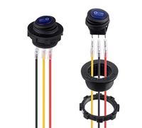 HUAREW interruptor basculante LED redondo azul, carcasa impermeable de 3 pines 12V20A para coche/yate/retroadaptación de electrodomésticos (2 uds)