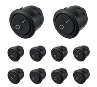 HUAREW Interruptor basculante redondo Encendido apagado,2 pines 6A /250V 10A/125V,SPST,KCD1-5,para coches, camiones, barcos(10 piezas)