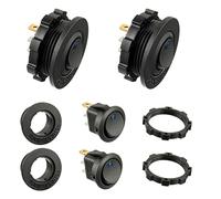 HUAREW Interruptor de luz LED redondo azul KCD1-8 12V 20A Interruptor basculante impermeable para vehículos marinos y varios interruptores de luz impermeables de 3 pines con estuche (2 piezas)