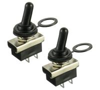 HUAREW Interruptor de palanca de metal, 12 V, 25 A, 2 posiciones, 2 pines, luz de medidor de coche, impermeable, con cubierta de goma (paquete de 2)