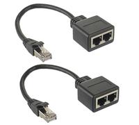 HUAREW RJ45 Ethernet Splitter Divisor Ethernet de 1 a 2 Adaptador para Ethernet Cat 5 Cat 5e Cat 6 Cat 7(2 Piezas)