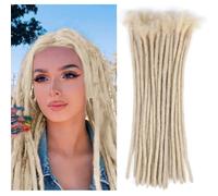 Huarisi 0.6cm 613 Color 12 Inch 20Strands Blonde Real Hair Dreadlock Extensions for Women Men Human Hair Head Handmade Permanent Loc Extensions