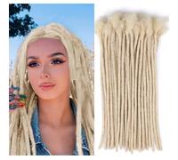 Huarisi 0.6cm Thickness 12 Inch 30Strands 613 Blonde Human Hair Dreadlock Extensions for Man Women Full Head Handmade Permanent loc Extensions Can Be Curled and Twisted
