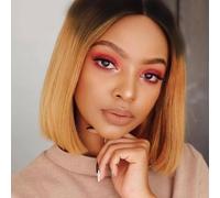 Huarisi 10 Inch Short U Part Bob Wigs None Lace Human Hair 1B30 Color for Women Glueless Ombre Wigs Black and Light Auburn Brown Show Your Natural Hairline