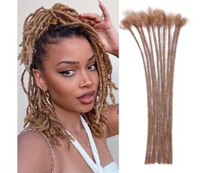 Huarisi 12 Inch 10 Strands 0.2cm Handmade Permanent Dreadlock Extensions Human Hair Pre-colored Thin Loc Extension Real Hair for Men Women #30 Can Be Curled