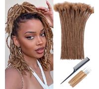 Huarisi 12 Inch Auburn Thin Dreadlock Extensions Human Hair 0.2cm Loc Extensions Real Human Hair for Men Women Kids 60 Strands Full Handmade Permanent Dreadlock Extensions #30