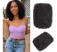 Huarisi 14 Inch Afro Kinky-Curly Human Hair Bulk for Micro Locs Twist 4B 4C Afro Kinkys Bulk Human Hair for Box Braids Dreadlock Extensions 1 Bundles 50g a pack 1b