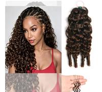Huarisi 14 Inch Pre-Separated Feather Crochet Human Hair Bundles 3C4A | 50g Burmese Curly Invisible Miracle Knots Crochet Hair Extensions Brown for Black Women Colour 4 Reusable