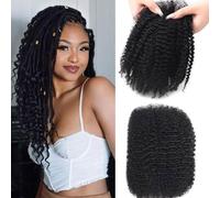 Huarisi 16 Inch 1b Afro Kinkys Bulk Human Hair for Dreadlocks Repair Braiding Twist Tight Afro Kinky Hair for Micro Locs 1 Bundles 50 Gram