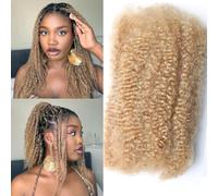 Huarisi 18 Inch Blonde Afro Kinkys Bulk Human Hair for Dreadlock Extensions | 1 Pack 50Gram 4c 4b Afro Kinky-curly Bulk Hair for Repair Locs Mini Twist HQ Braiding