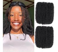 Huarisi 1B Afro Kinkys Bulk Human Hair for Dreadlocks and Twist 10 Inch | 1 Pack 50g 100% Human Hair Soft Afro Kinky Curly Hair Bulk for Dreads Braiding Natural Black