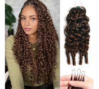 Huarisi 20 Inch Chocolate Brown Burmese Curly Feather Crochet Human Hair | Brown Pre-Separated Miracle Knots Crochet Hair Curly for Black Women 50 Strands 50g #4 Lightweight Reusable