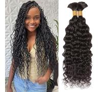 Huarisi 22 Inch Water Wave Bulk Human Hair for Braiding No Weft 100g Water Wave Braid Boho Micro Braids Hair Extensions Knotless (50g/bundle x2)