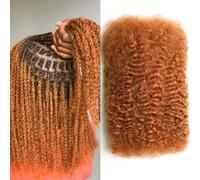 Huarisi #350 Afro Kinkys Bulk Human Hair 12 Inch 50g/Pack for Mini Twists | Ginger Orange Afro Kinky Curly Bulk Hair for Dreadlocks Extensions Braiding Hair Repair Locs HQ Braids