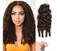 Huarisi #4 Pre Separated Burmese Curly Feather Crochet Hair Brown 16 inch | 50G Chocolate Brown Curly Crochet Human Braiding Hair Invisible Knotless for Black Women Lightweight