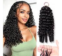 Huarisi 51cm Burmese Curly Feather Crochet Human Hair Bundles 50g a Pack | 50 Strands Pre-Separated Invisible Miracle Knot Crochet Hair Extensions for Black Women Blend Well Reusable 1B
