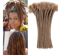 Huarisi 60 Strands 0.4cm Human hair Dreadlocks Extensions for Black Women 12 inch Afro Kinky Brown Loc Extensions for Man Real Hair Pre-colored Handmade Permanent #30