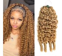 Huarisi Blonde Miracle Knots Burmese Curly Crochet Human Hair 20 Inch | 50strands 50g Honey Blonde Pre-separated Feather Crochet Hair Extensions for Black Women Invisible Natural #27