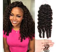 Huarisi Brown Burmese Curly Feather Crochet Human Hair 14 inch 50g a Pack | Miracle Knotless Crochet Hair Extensions Bundles Pre-Looped Invisible Reusable for Bohemian Braids Lightweight