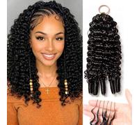 Huarisi Burmese Curly Pre-Separated Feather Crochet Hair 16 Inch 50g | Natural Black Pre-Fluffed Miracle Knots Crochet Human Hair Extensions for Black Women 50 Strands Invisible Reusable