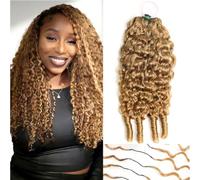 Huarisi Miracle Knots Crochet Human Hair Extensions for Black Women #27 | 50 Strands Honey Blonde Burmese Curly Pre-Separated Curly Feather Crochet Hair 18 Inch 50g a Pack Lightweight Pre-looped