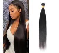 Huarisi Straight Human Hair 24 Inch Straight Weaves Single Bundles 10A Remy Brazilian Hair 100g a lot Double Weft Natural Color