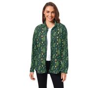 huarong Camisa básica de pana de manga larga para hombre y mujer | Botón frontal, ajuste regular, estampado novedoso, camisas con cuello para oficina y cita nocturna, ropa de principios de