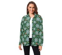 huarong Camisa básica de pana de manga larga para hombre y mujer | Botones frontales, estampado novedoso, cuello y ajuste regular para oficina y negocios, estilo de principios de otoño