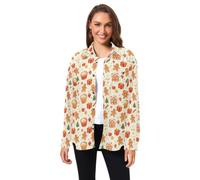 huarong Camisa casual de pana de manga larga para hombre y mujer | Botón frontal, estampado novedoso, cuello y ajuste regular, camisas para oficina y cita nocturna, moda de principios de otoño