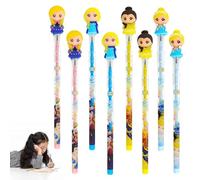 HUARYEN Lápices para niños, princesas, 8 unidades, apilables, lápices para niños, princesas, lápices escolares, lápices HB, juego de lápices de colores Elsa para utensilios de escritura para niñas