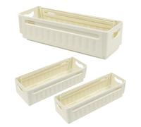 HUASD 4 cajas de Almacenamiento Extraíbles de 28-48 Cm, Organizadores de Cajones Flexibles sin Tapa, Cajas de Almacenamiento Plastico Apilables con Asa para Armarios, Cocina, Frigorífico