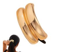 Huasean Puño de cola de caballo, Puño de cola de caballo de metal,Brazalete para el pelo con cola de caballo de doble - Manguito elástico para el cabello con de moda, accesorios para el cabello huecos