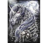 HUASHUZI 5D DIY Diamond Painting Unicornio Esqueleto Gotica Pintura Diamante Bordado de Punto de Cruz Diamante Pintura Kit Completo 30x40cm para la decoración de la Pared del hoga