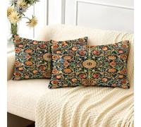HUASHUZI Funda de cojín 30 x 50 cm, diseño William Morris, juego de 2 fundas de almohada reversibles para sofá, cojines decorativos, fundas de sofá, dormitorio, salón, decoración de habitación, cojín