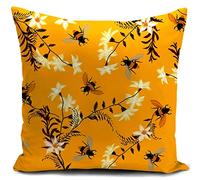 HUASHUZI Fundas Cojines 40 x 40 cm Amarillo Abeja Cojines Sofa Decorativos Salon Regalo Mujer Funda cojin almofadas Dormitorio Decoracion hogar