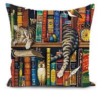 HUASHUZI Fundas Cojines 40x40 Gatos Accesorios Amantes de los Gatos Regalo Mujer estantería Decoracion hogar Cojines Sofa Decorativos Salon Funda cojin 40 x 40 almofadas Dormitorio