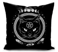 HUASHUZI Fundas Cojines 40x40 Nemesis Now Brujas Figuras Decorativas Gato Negro gotico Cojines Sofa Salon Regalo Mujer Funda cojin 40 x 40 cm almofadas Dormitorio Decoracion hogar