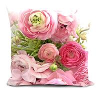 HUASHUZI Fundas Cojines Exterior Rosa Flores 40x40 cm Rosas Cojines Sofa Primavera Decorativos Salon Regalo Mujer Funda cojin Outdoor Cushions terraza Decoracion hogar