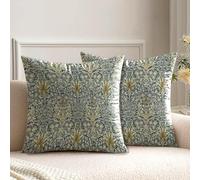 HUASHUZI Fundas de Cojín William Morris 50x50cm Gris Decoraciones Vintage Patrón de Doble Cara Juego de 2 Fundas de Almohada Decoración del Hogar para Sofá Banco Sofá